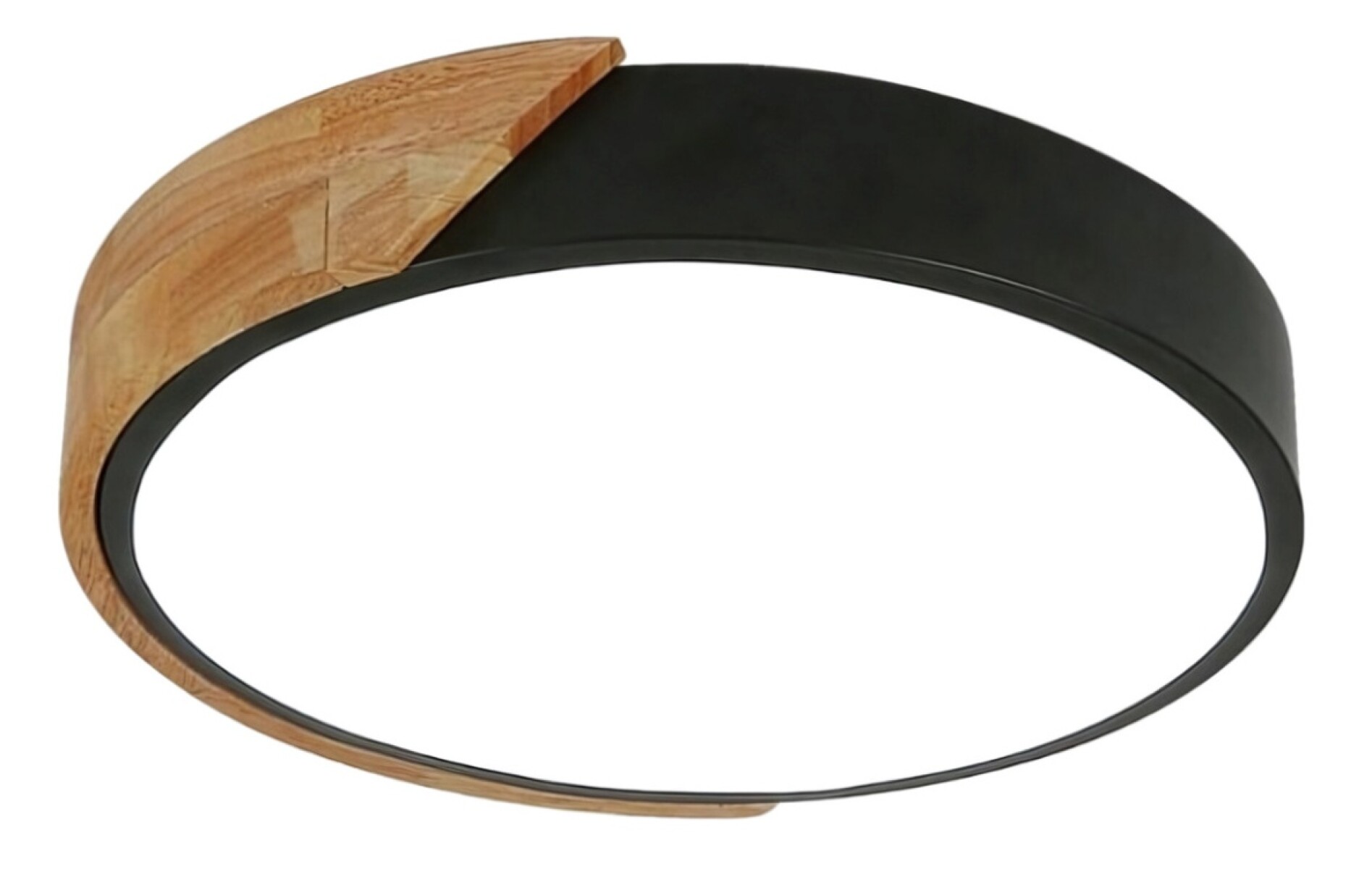 Luminaria Luz Fria Plafon Led Diám 30cm Metal Y Madera - Negro 