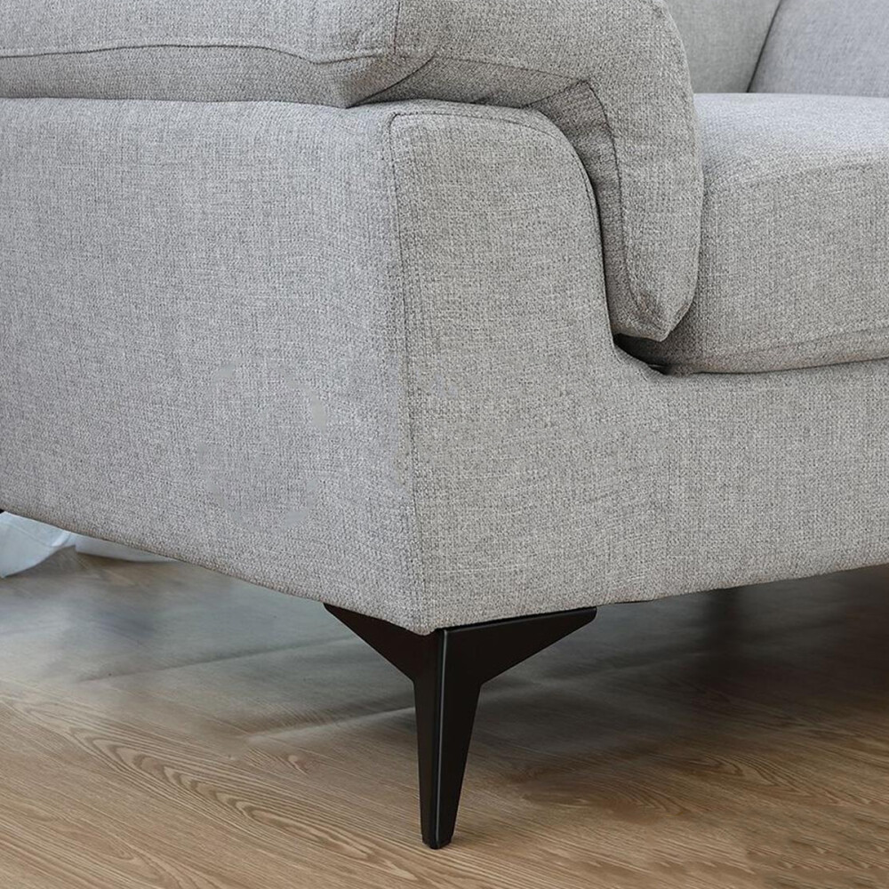 Sillón 3 Cuerpos Tela y Madera Natural Living - Lamona Gris Claro