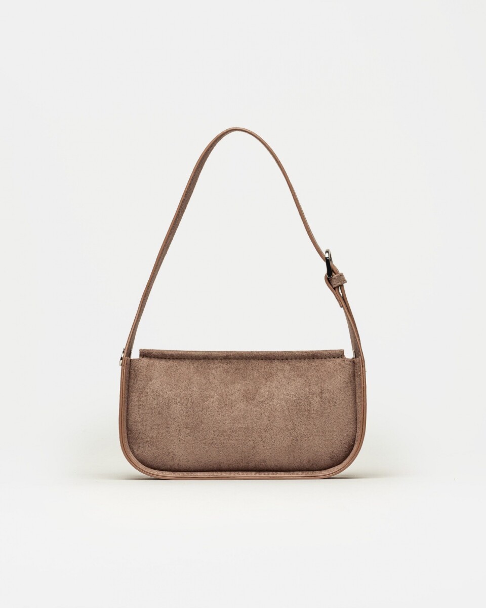 Cartera al hombro Leaf en efecto cuero gamuza - Taupe 