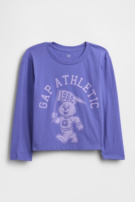 Remera Logo Gap Manga Larga Niña Blue Iris 2
