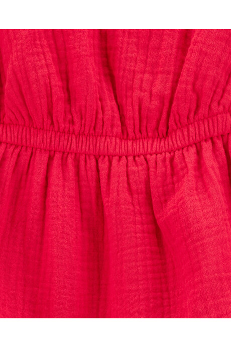 Vestido de algodón, con lazos, rojo Sin color