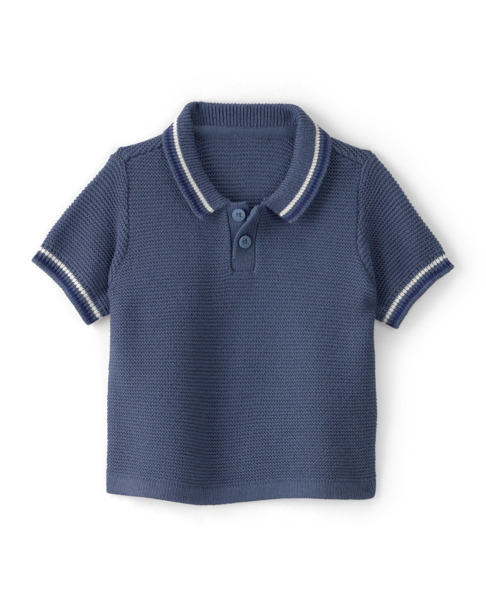 Remera polo de algodón, manga corta, azul marino Sin color