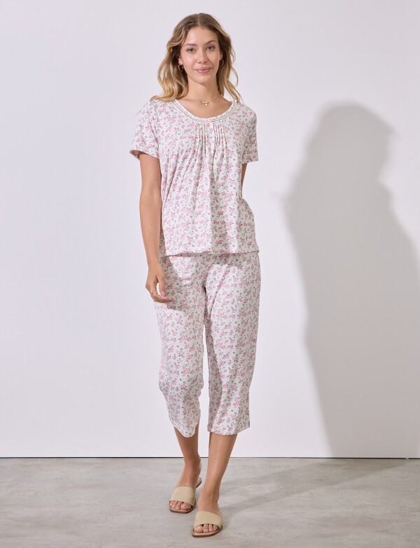 Set Pijama Remera & Capri MULTI/BLANCO