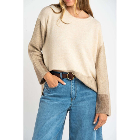 Sweater Combinado Beige Melange