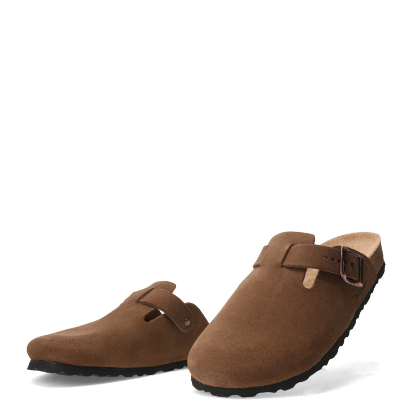 Sandalias de Mujer Freeway Zueco Casual 1 Hebilla Marrón Habana (Gamuza)