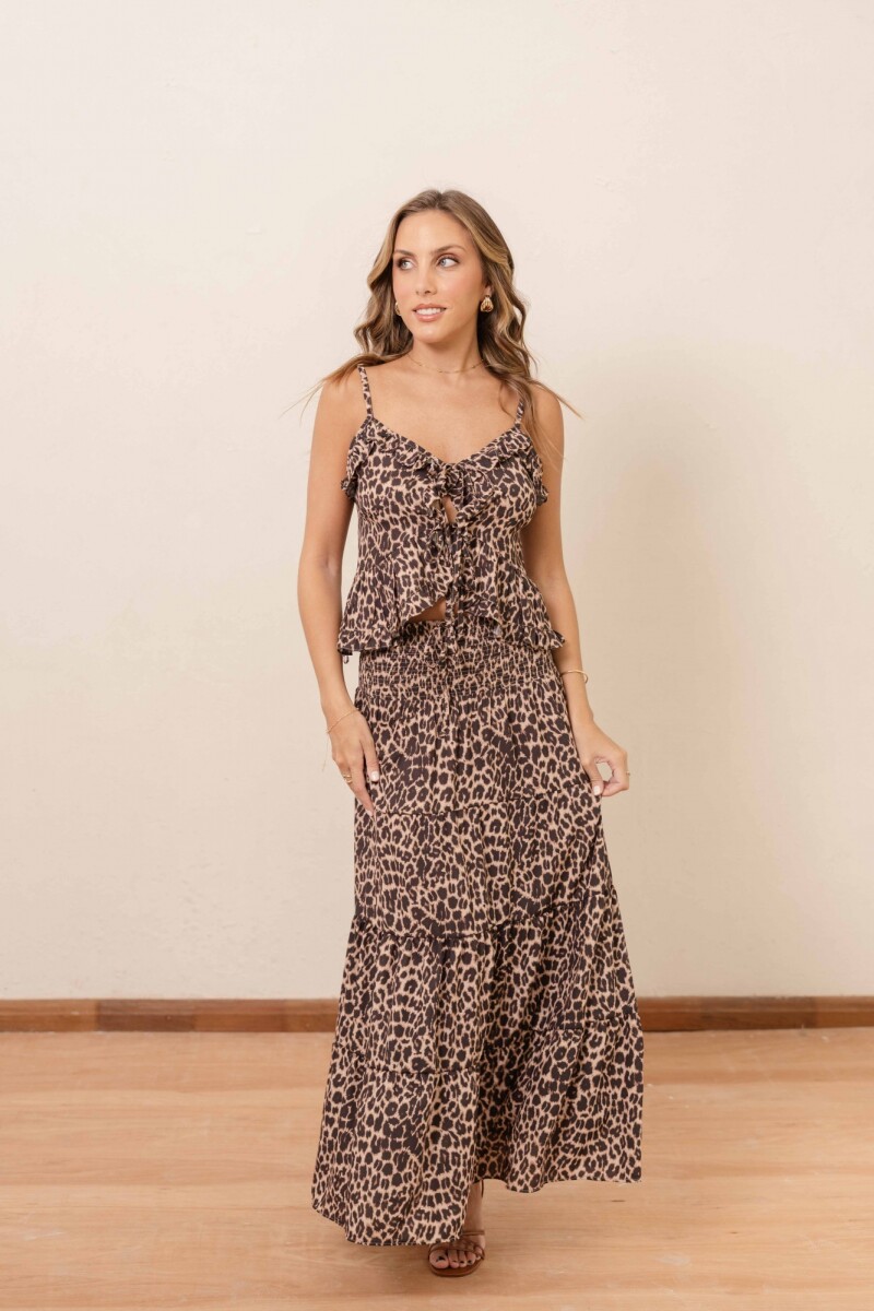 FALDA AURELIA ANIMAL BROWN CAF FALDA AURELIA ANIMAL BROWN CAF