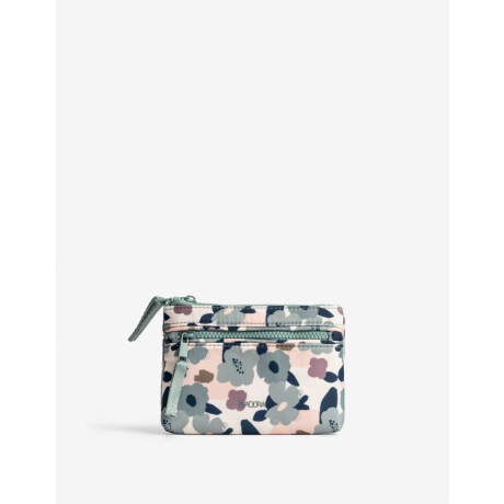 Monedero Nylon Con Bolsillo Estampado Flores