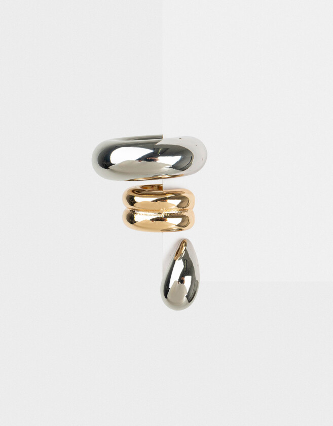 Bijou Cuff Chunky Edition Set De Aros Gota Chunky - Combinacion Bicolor