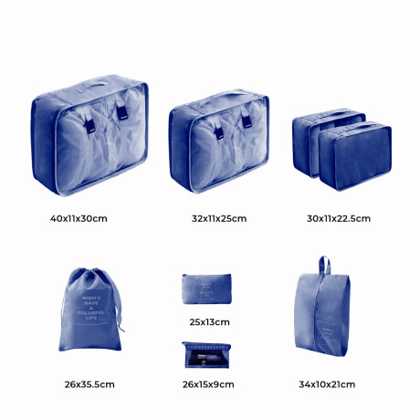 Set X8 Organizador De Viaje Valija Mochila Equipaje Azul