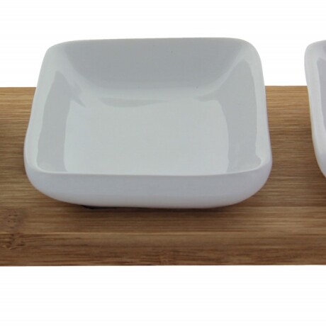 Copetinero de Bamboo + 3 bowl de ceramica Copetinero de Bamboo + 3 bowl de ceramica