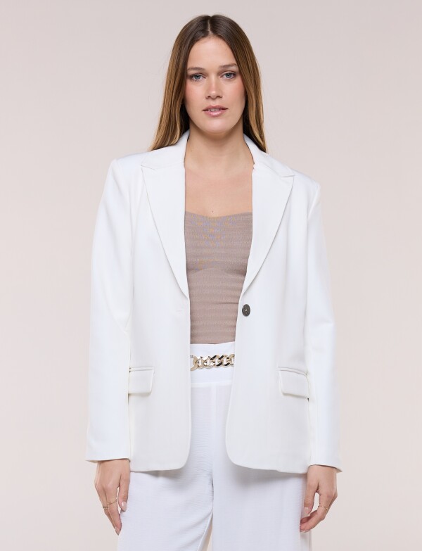 Blazer Sastrero Clásico Con Botón A Contraste CRUDO