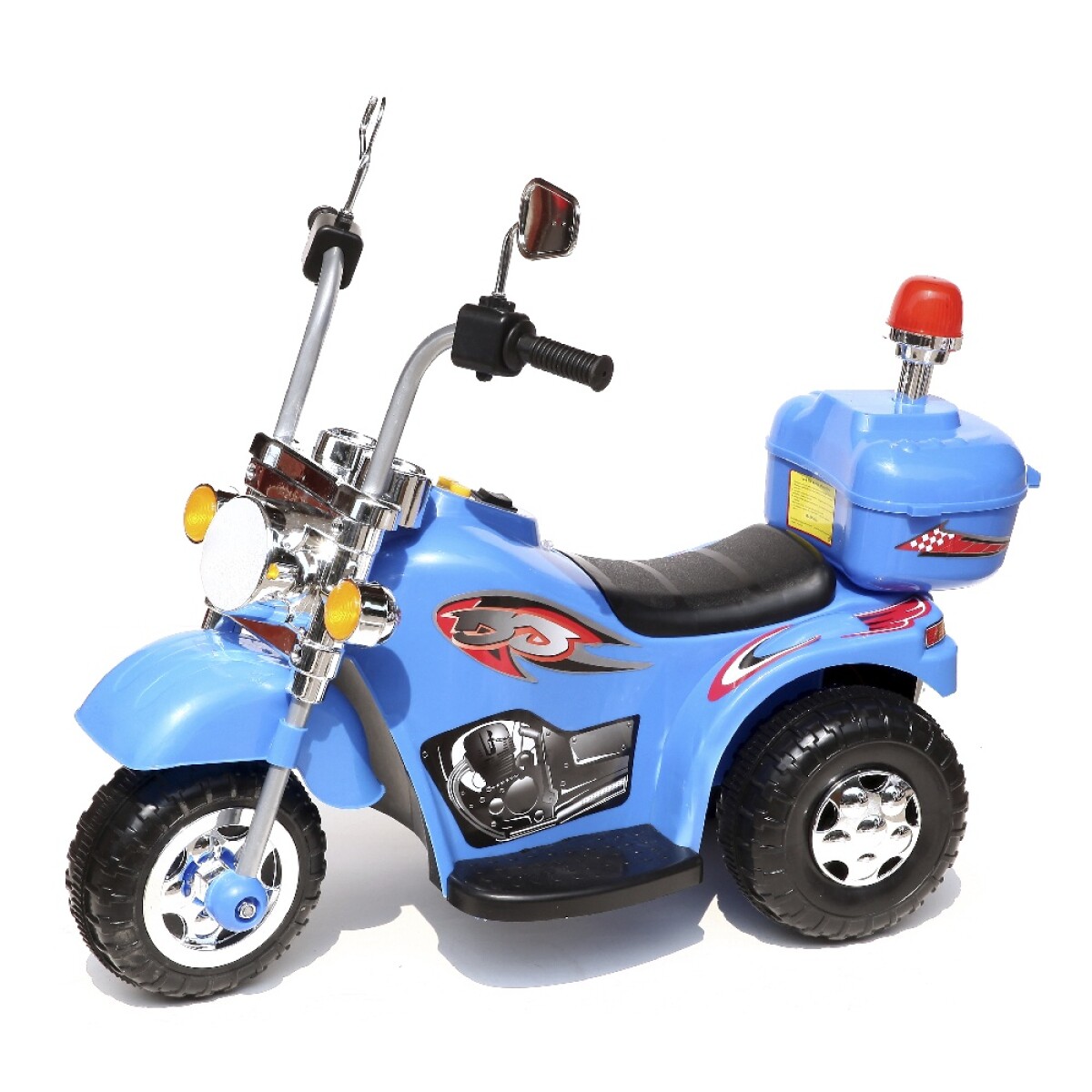 Moto Policía Niños Triciclo Motor Batería con Música y Luces - Azul 