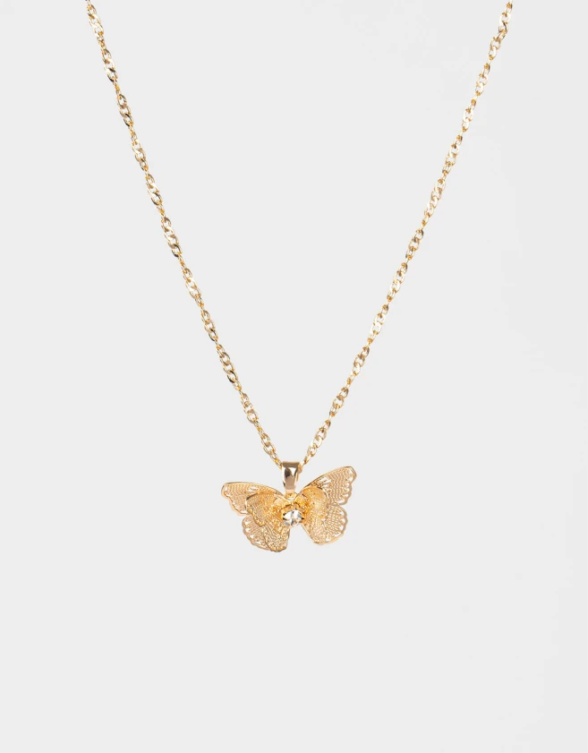 Cadena Corta con Dije Con Mariposas Cadena Con Dije De Mariposa - Dorado