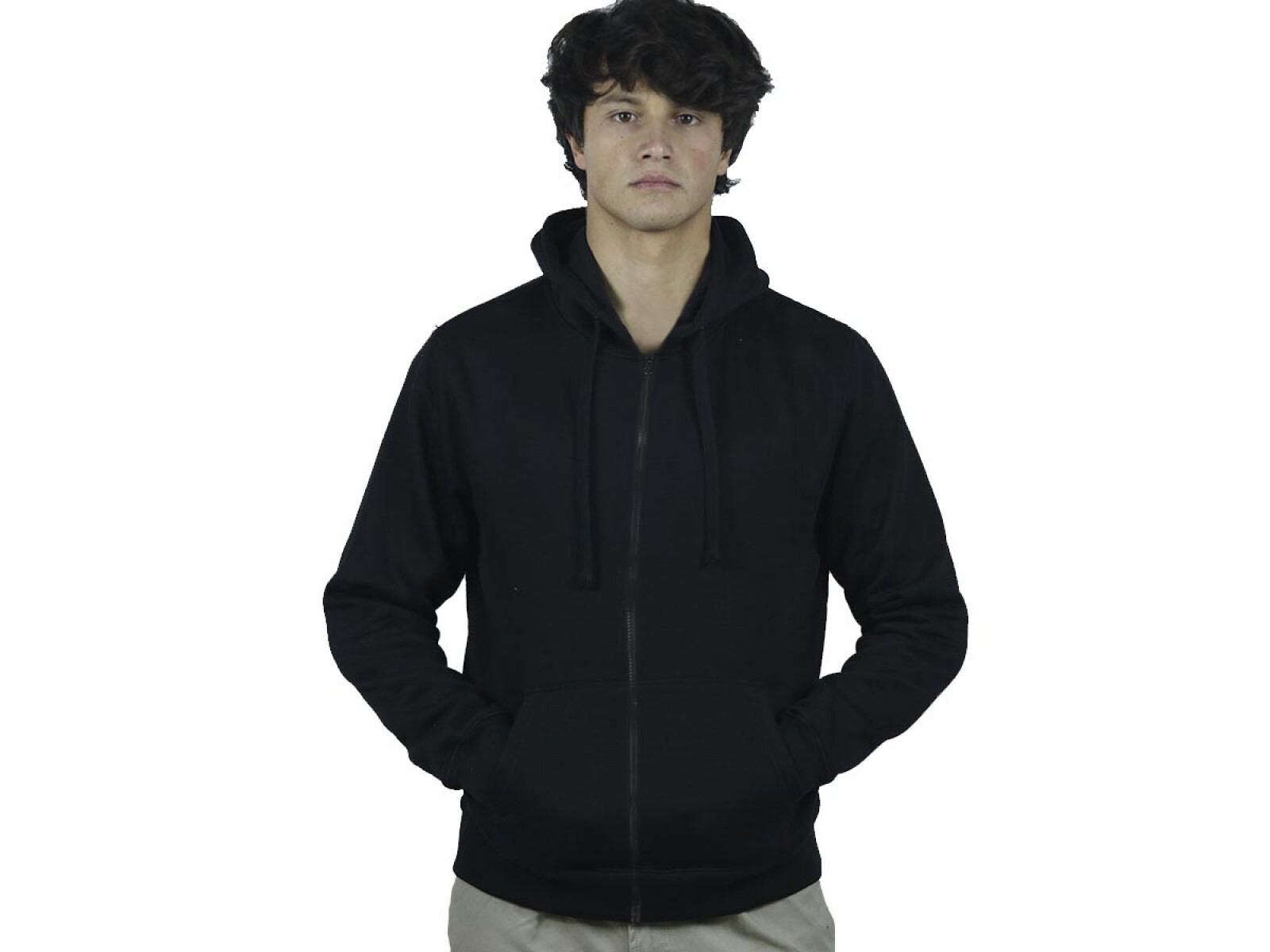 Campera Canguro Deportiva Adultos Felpa - Negro 