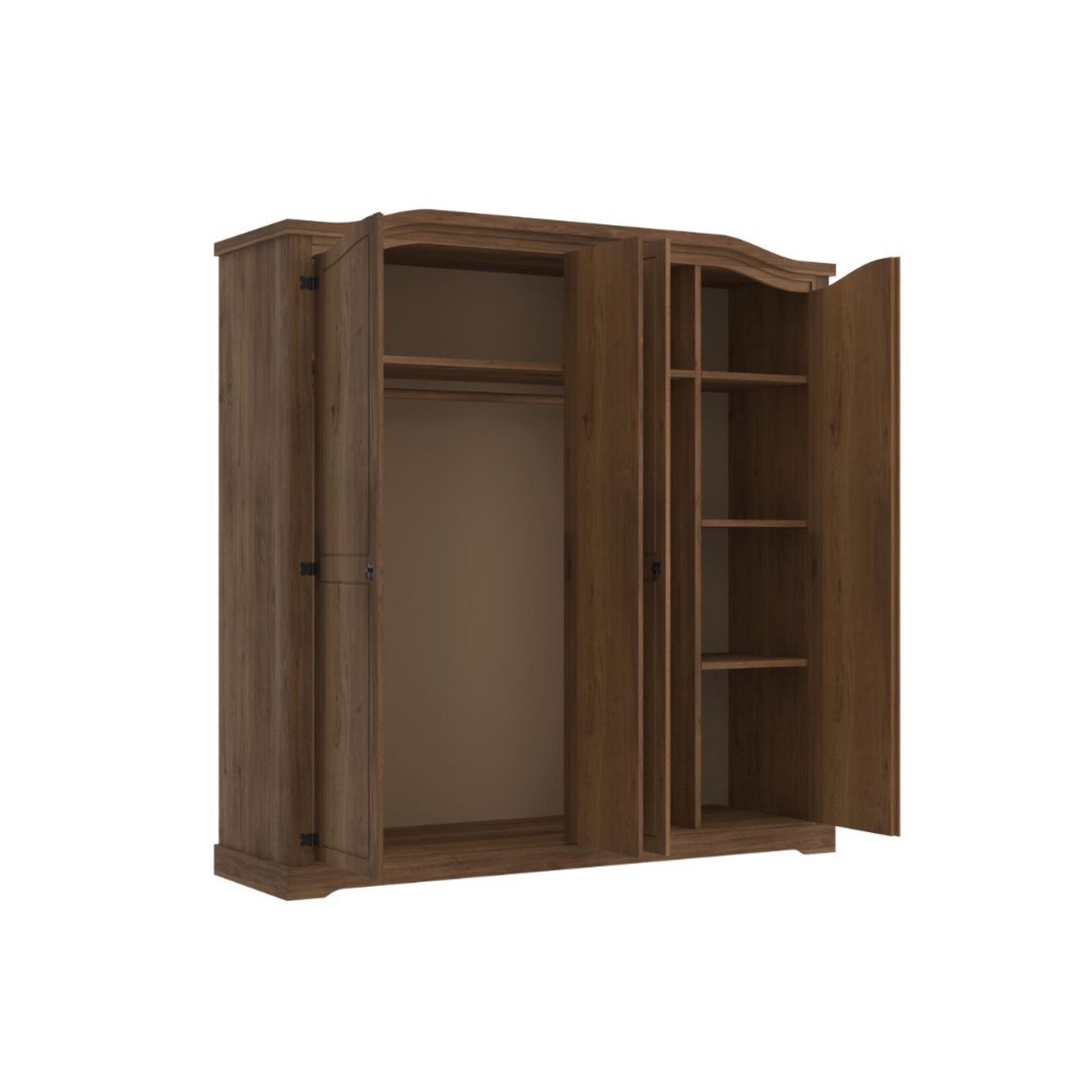 Ropero Curvo 4 Puertas - Linea Mexicana - Nogal — Rustico Hogar