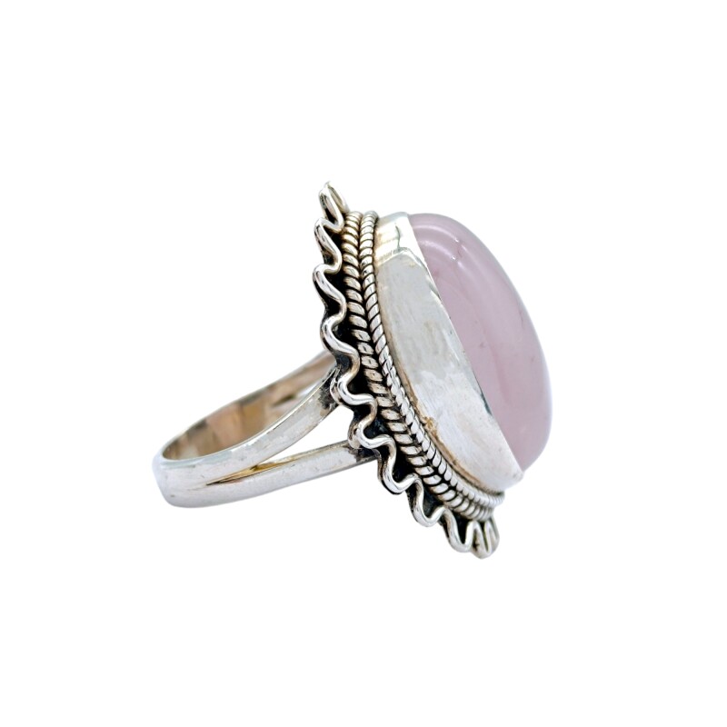 Anillo Oval-Plata 925-Piedra Cuarzo rosa-AN3949 conpiedra