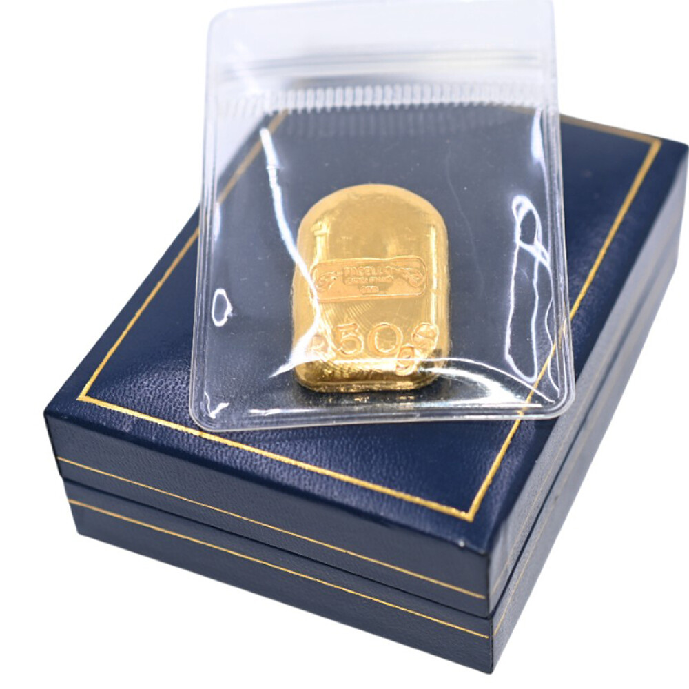 Lingote 50 gr de oro fino 999. Sellado Joyería Facello Lingote 50 gr de oro fino 999. Sellado Joyería Facello