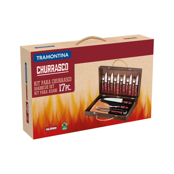 Juego para asado modelo CHURRASCO, 17 piezas -TRAMONTINA TN7797