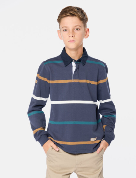 REMERA POLO RAYADA Azul