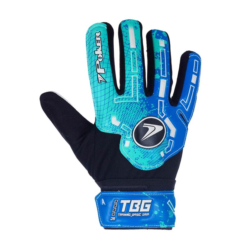 Guantes Golero Entrenamiento Poker Azul Claro-negro