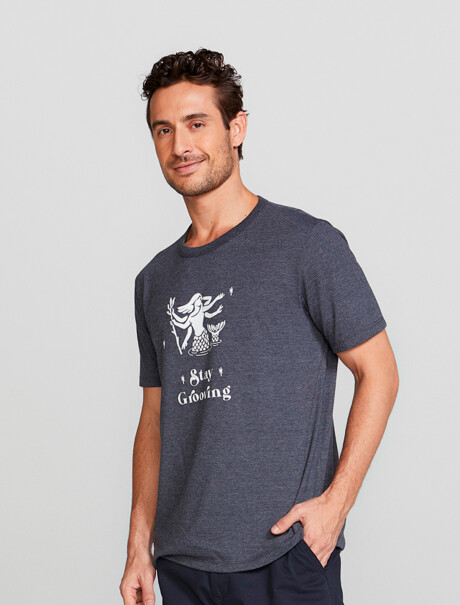 CAMISETA ESTAMPADA MODELO REGULAR GRIS OSCURO