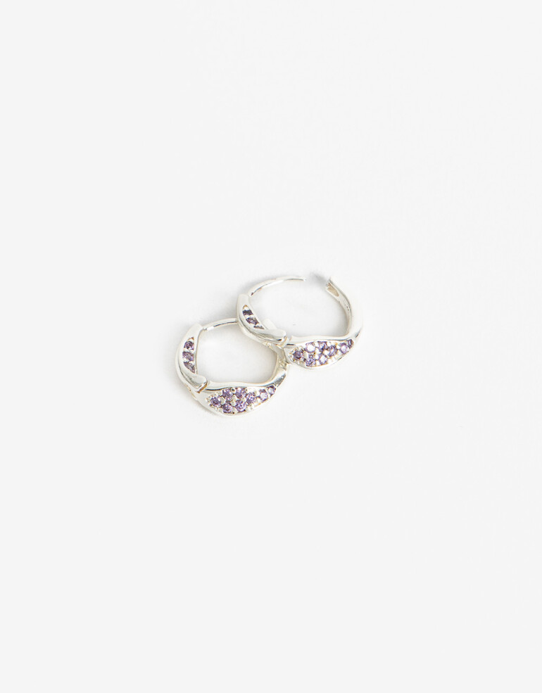 Aros Argollas Cubic zirconia Aros Argolla De La Línea Delicates. - Plateado