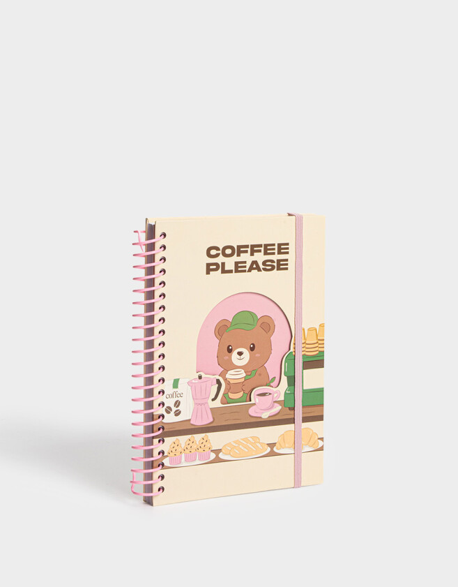 Anotadores Cuadernos y Memos Cuaderno A5 Anillado Con Calado Y Stickers - Blanco Crudo