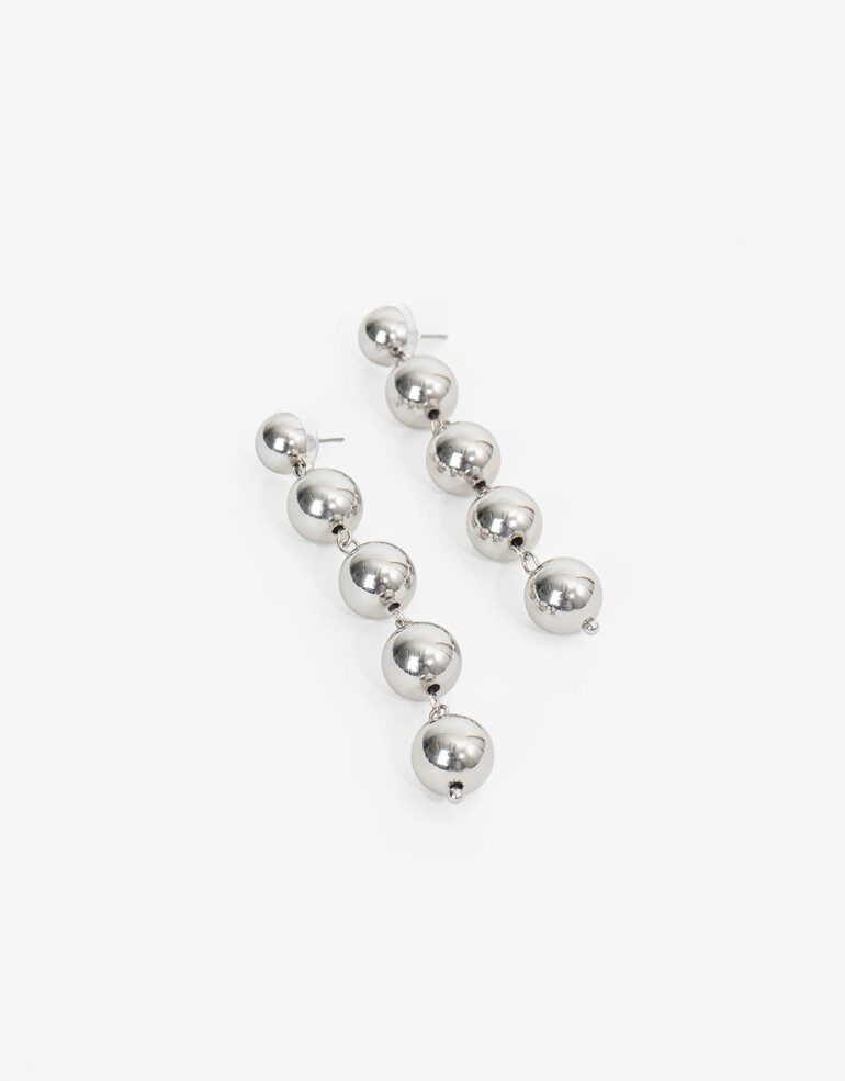 Aros Colgantes Largos Metal Aros Largos De Metal - Plateado Rodio