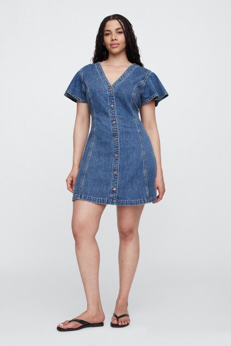 Vestido Con Botones Mujer Medium Indigo 15