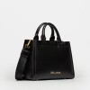 Cartera de Mano Anette Chica en Efecto Cuero Liso Negro