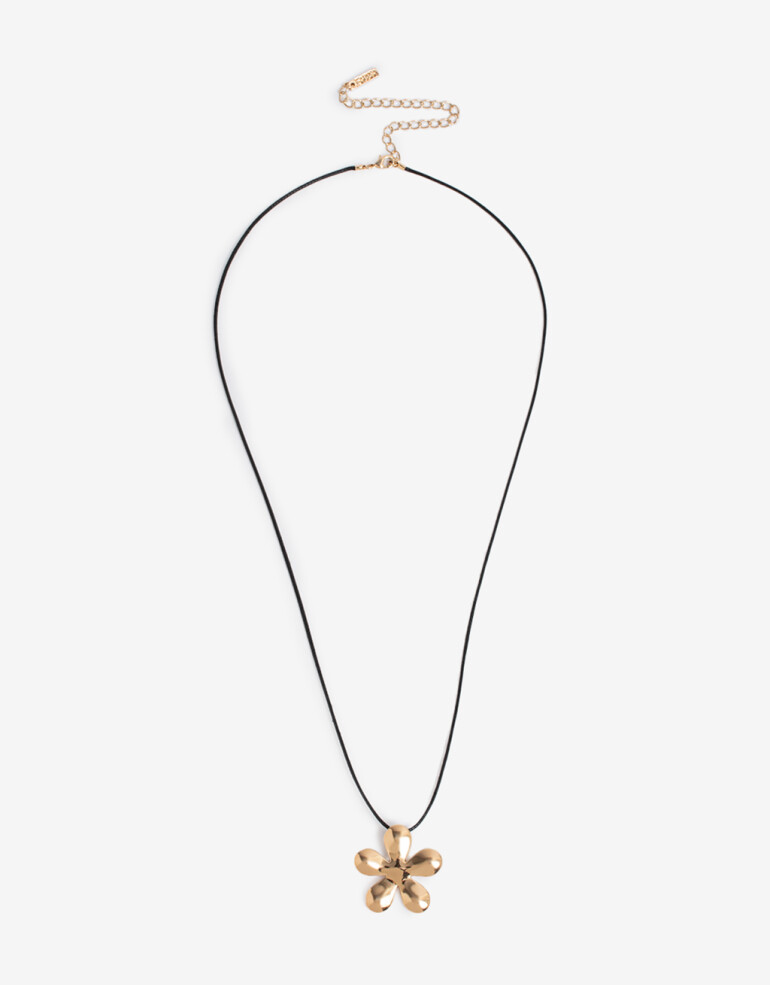 Collares Cortos Cordón Collar Ajustable Con Dije Bañado En Oro - Dorado