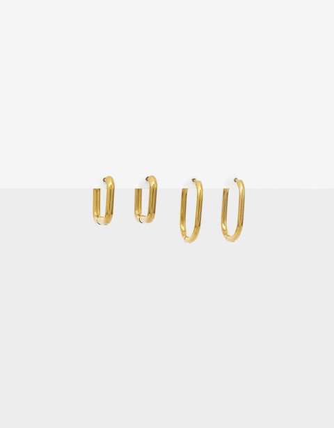 Aros Argollas Set Metal Set De Argollas Acero - Dorado
