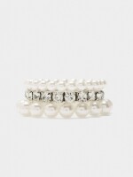 Set De Pulseras Elásticas Y Cristales blanco
