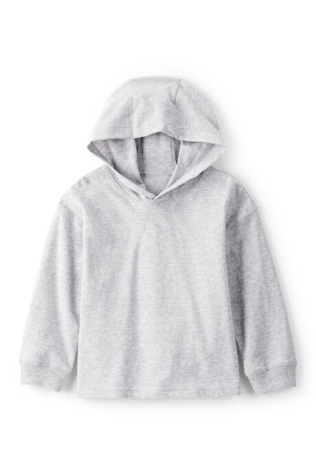 Remera de algodón, con capucha, gris Sin color