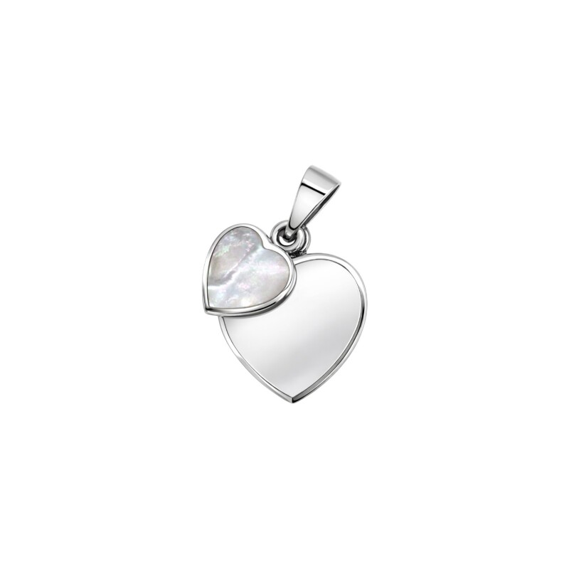 Dije doble corazón - Plata 925 - nacar - CP4764 conpiedra