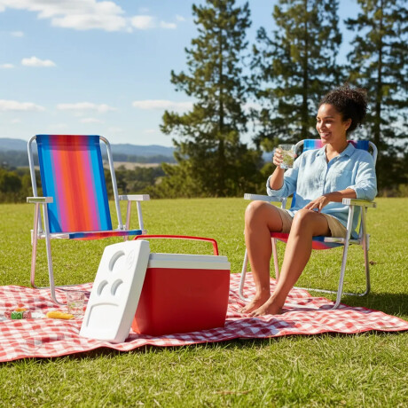 Set Playa Mor Sillasx2 Alum 120Kg + Conservadora Térmica 34L Rojo