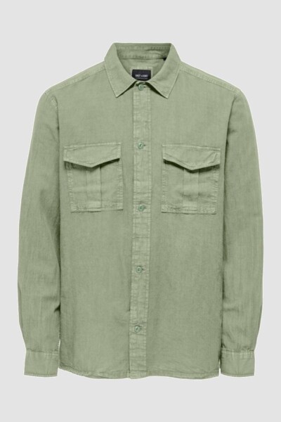 Sobre Camisa De Lino Oil Green
