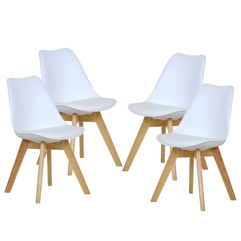 Juego mesa Eames cuadrada + 4 sillas acolchonadas BLANCO