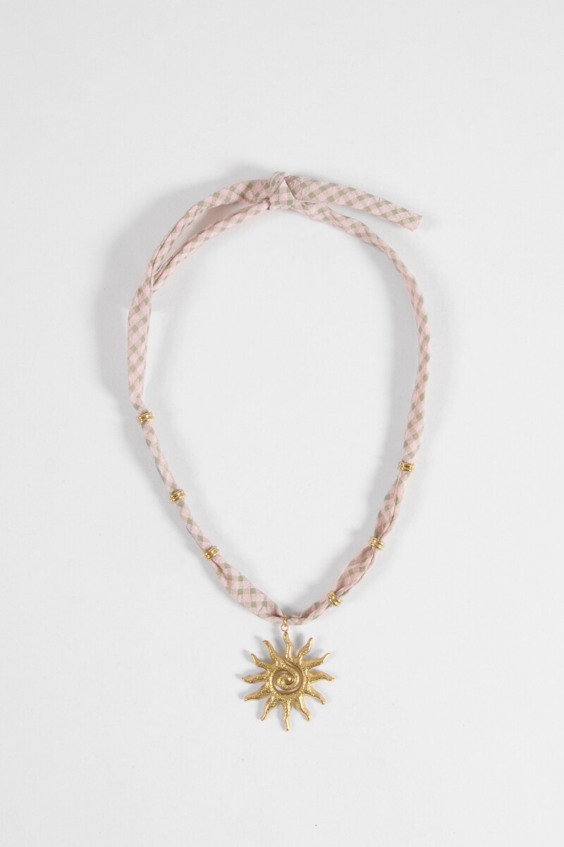 Collar acero cordón dije sol dorado
