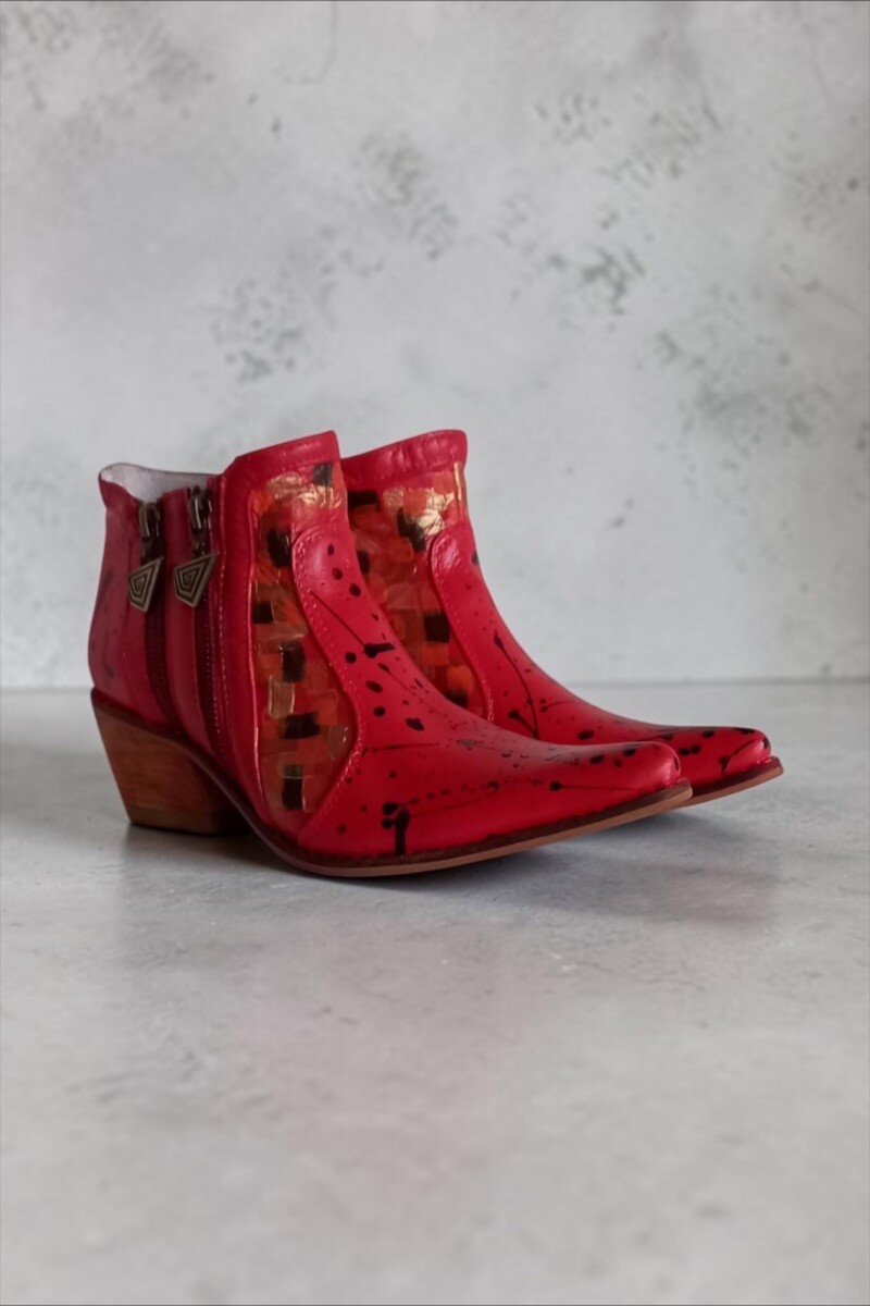 Bota De Cuero Eva Roja Con Arte Y Splash 