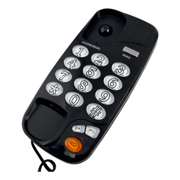 Telefono Fijo De Mesa O Pared Base B636 Numeros Grandes Variante Color Negro