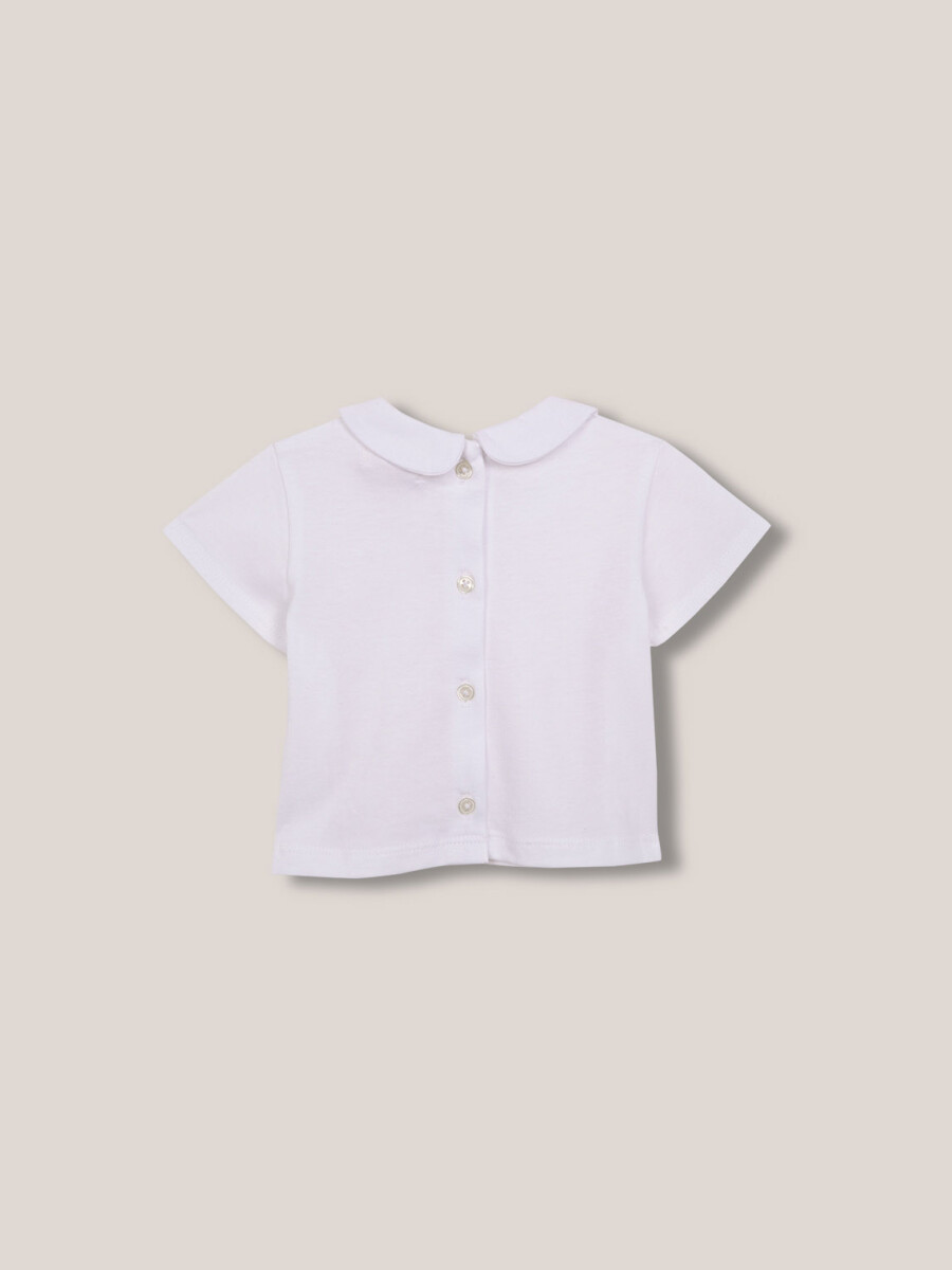 Camiseta Con Cuello Bebe Blanco