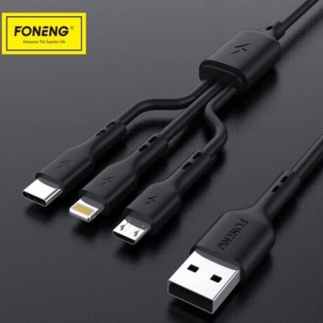 Cable de Datos Foneng X36 3 en 1 2.4A 1.2M NEGRO