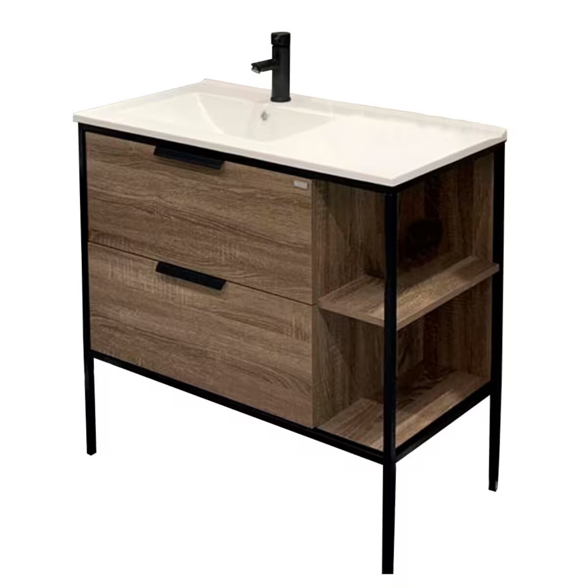 Mueble De Baño De Pie Soak 90cm Bacha De Resina Con Mesada 