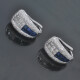 Caravanas en oro 18k blanco, brillantes y zafiro carré Caravanas en oro 18k blanco, brillantes y zafiro carré