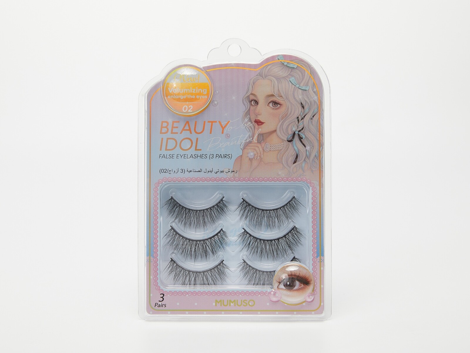 PESTAÑAS POSTIZAS DE ÍDOLO DE BELLEZA (3 PARES/02) 