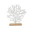 FIG CORAL METAL BLANCO C/BASE MADERA 24X6X27CM Unica