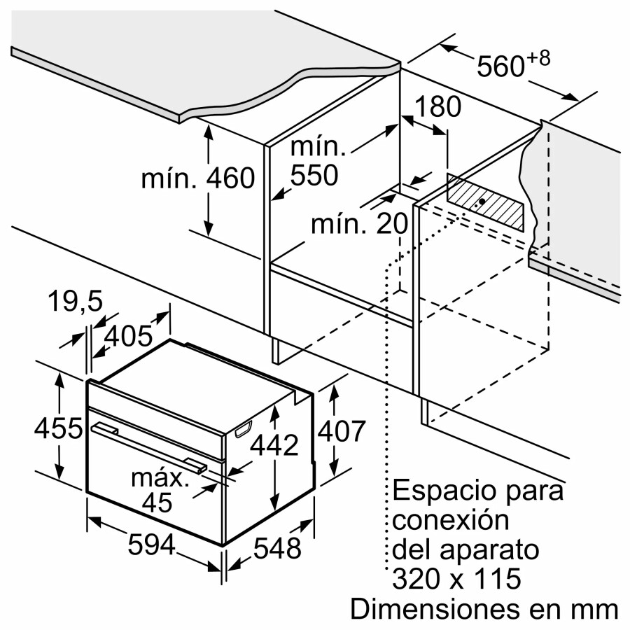 Horno de empotrar Goumet Compacto 47 Lts Bosch CBG7341B1 Horno de empotrar Goumet Compacto 47 Lts Bosch CBG7341B1