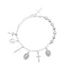 Pulsera bolitas - Dijes - Cruz / Virgen milagrosa - Plata 925 - Sin piedra - PU3838 sinpiedra