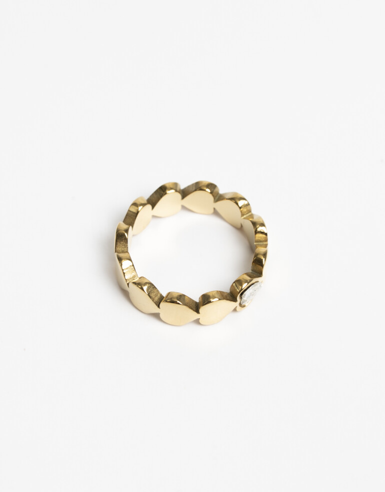Anillos Chicos Strass Anillo Acero Corazón - Dorado